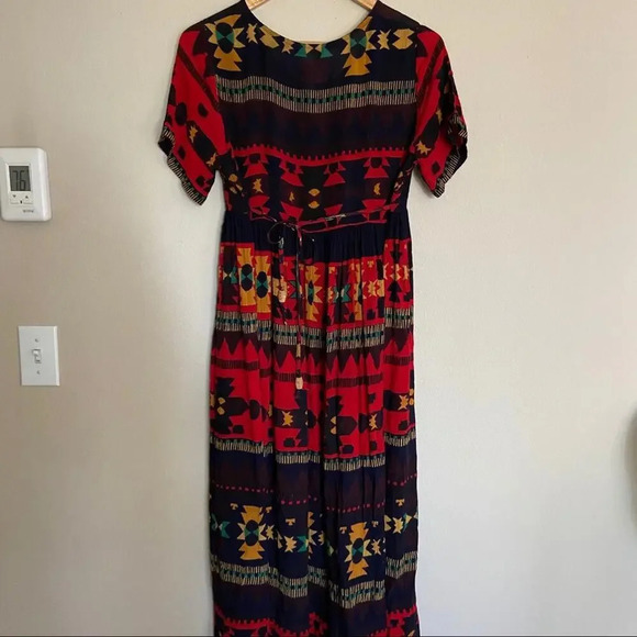 Vintage 90's Southwest Midi Casual Dress Medium Petite - Picture 3 of 6